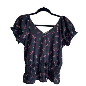 Indulge Black and Pink Floral Crop Size Large
